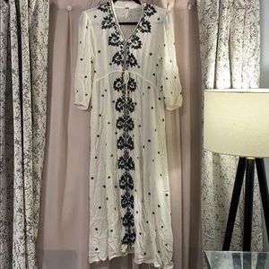 Free People Fable Embroidered Midi Dress Sz M